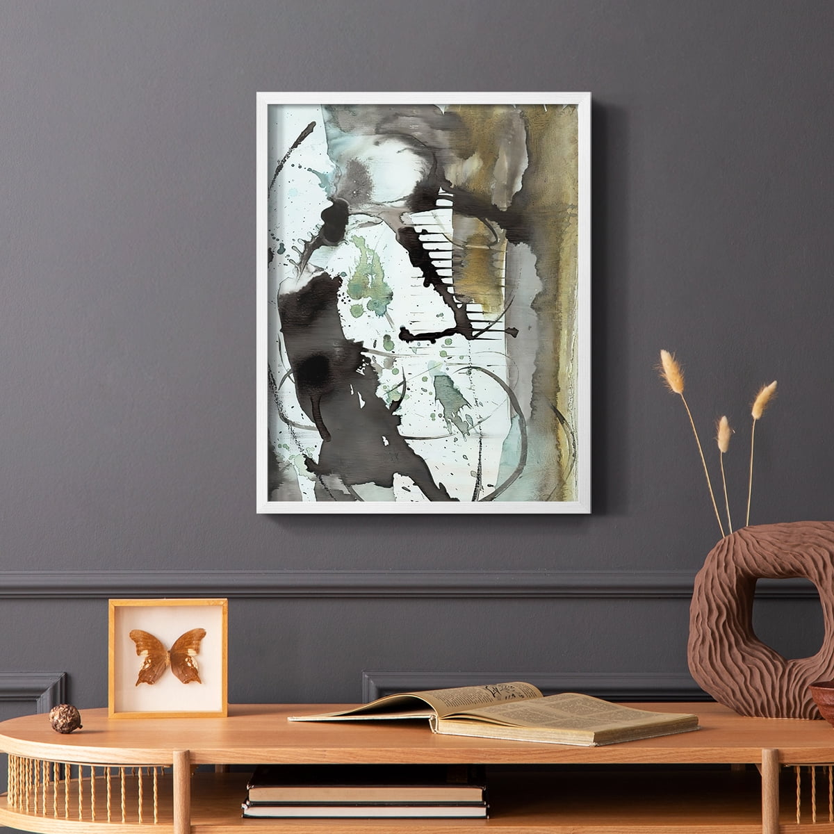 Lyrical Abstract I in White Solid Wood 11 x 14 Framed Print