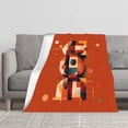 thumbnail image 2 of Durable Soft Flannel Blanket - Cozy Orange & Red Geometric Design Perfect for Sofa Travel Bed and Chair - Warm & Stylish, 2 of 7