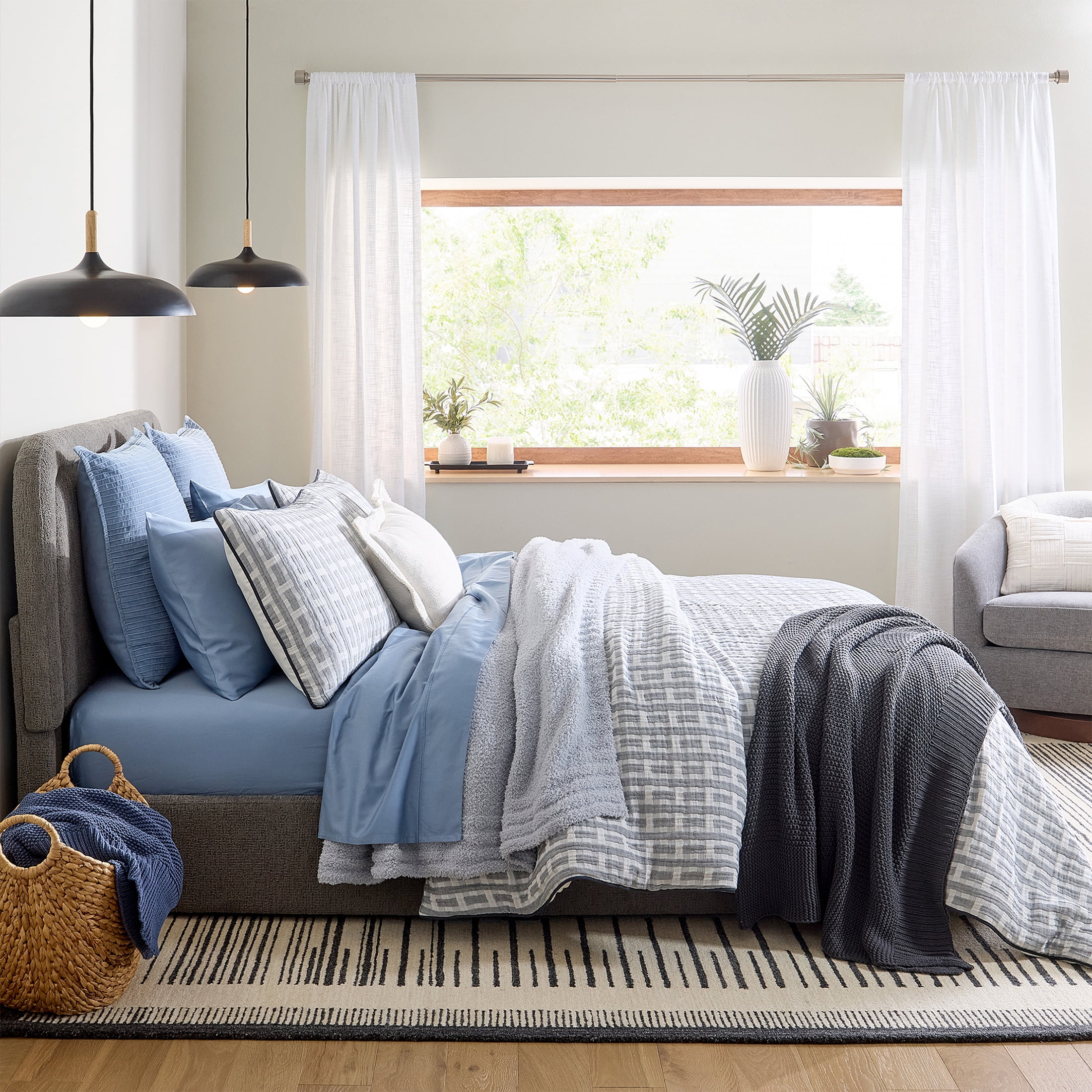 Better Homes & Gardens Full/Queen Comforter Set, All-Season, 3-Piece, Grey Basket Weave