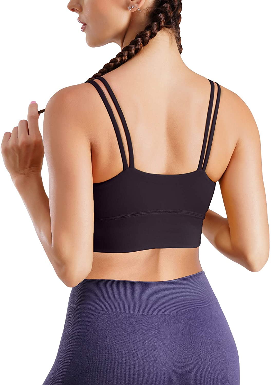 Comfort Ladies Crisscross Back Strappy Crop Top Bras with Removable Pads for Running Yoga Fitness Exercise Maylisacc Seamless Sports Bra for Women 