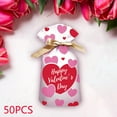 thumbnail image 3 of Tnarru 50x Happy Valentine's Day Gift Bag Ribbon Drawstring Bag Jewelry Pouches Candy Bags Gift Packaging Bags for Bread Snack Party, 3 of 8