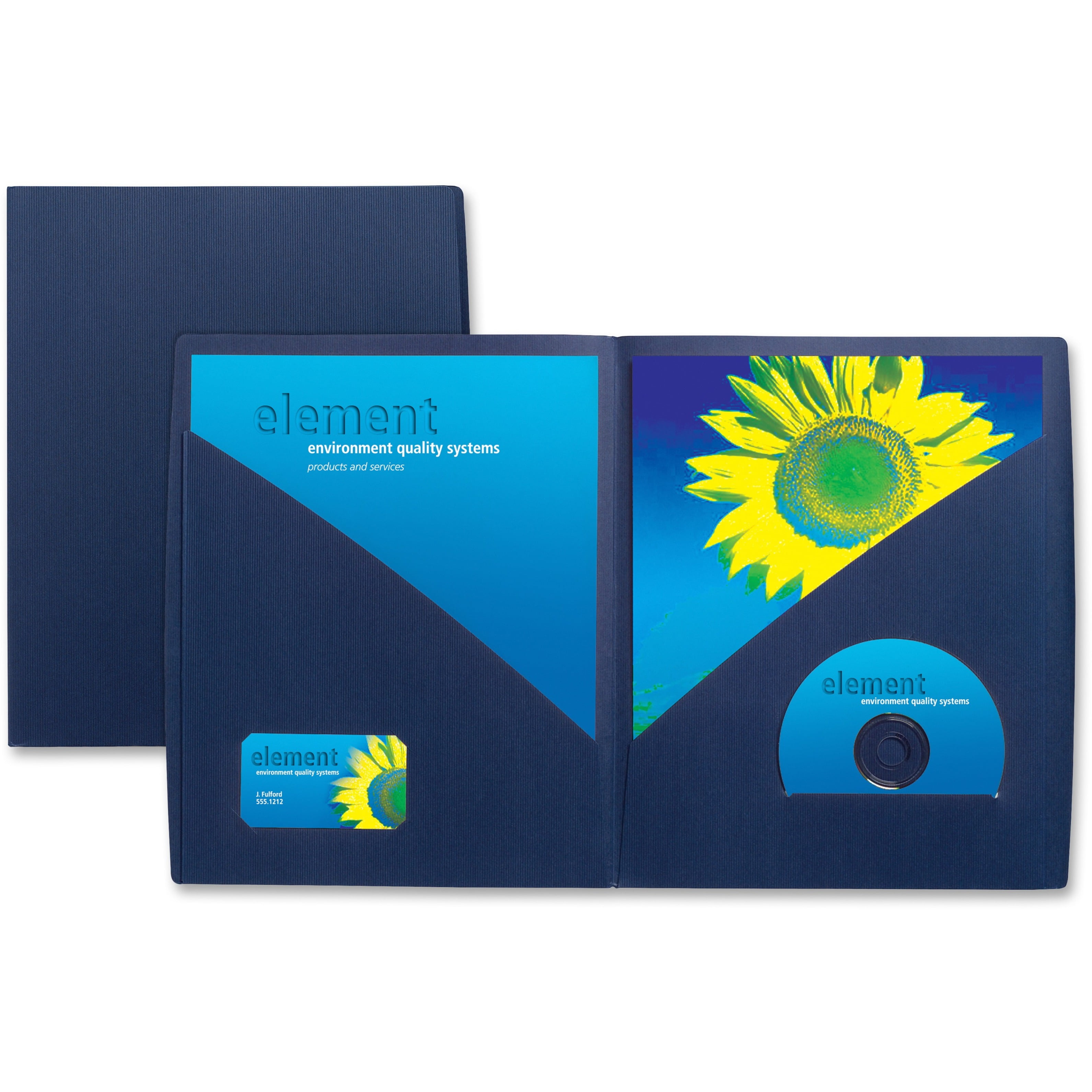 Gbc IMPACT Designer TwoPocket Folder, 11 x 81/2, Navy, 5/Pack