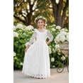 thumbnail image 4 of 2Bunnies Girls' 12M-12yr Paisley All-Over Lace V Back Long Sleeve Maxi Flower Girl Dress, 4 of 6