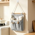 thumbnail image 6 of Wall Mounted Hanging Storage Bag, Bedside Hanging Organizer Pouch with Multi Pockets, Space Saving Holder for Bedroom Living Room Home Phone Remote Accessories Storage, Gray, 6 of 7