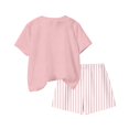 thumbnail image 6 of LvhaoGJOB Little Kids Girls T-Shirt and Shorts Outfit Set, Beige - large Pink bow graphic, notebook print with pink bow, 6 of 6