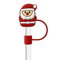 Junepar 6Pcs Christmas Straw Cover Caps - Reusable Drinking Straw Tips Lids - Christmas Theme Silicone Straw Toppers Compatible Straw Accessories for Holiday Chriatmas Decor
