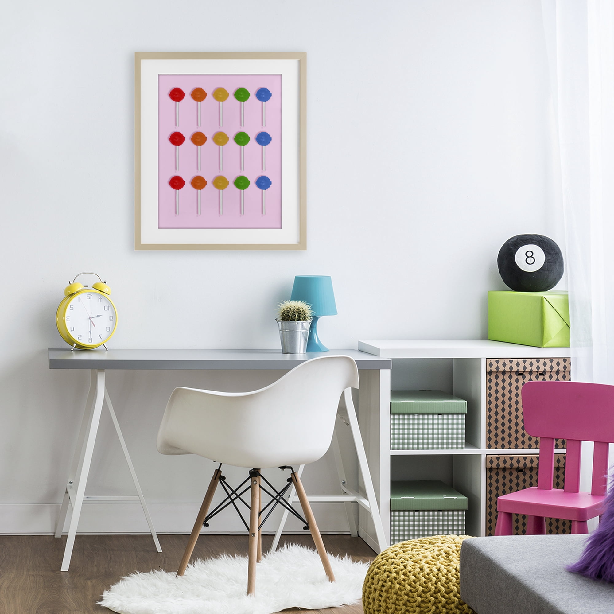 Stupell Industries Candy Pops on Light Pink Birch Framed Print Under Glass, design by LISH Creative