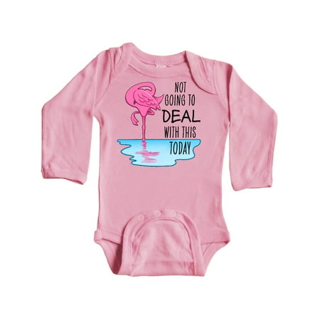 

Inktastic Not Going to Deal with This Today- sleeping flamingo Gift Baby Boy or Baby Girl Long Sleeve Bodysuit