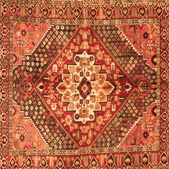 Ahgly Company Indoor Square Persian Orange Traditional Area Rugs, 6' Square