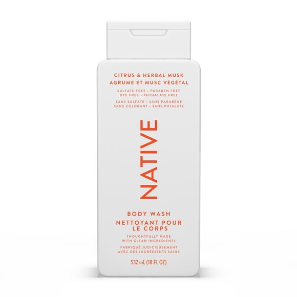 Native Natural Body Wash, Citrus & Herbal Musk, Sulfate Free, Paraben Free