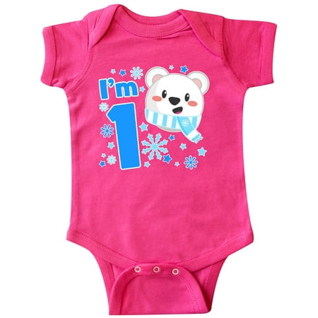 

Inktastic I m one- cute polar bear first birthday Gift Baby Boy or Baby Girl Bodysuit