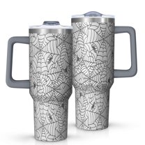 Halloween Spider Web Pattern Tumbler with Handle and Lid,40oz Double Wall Vacuum Insulated Tumbler,Cups Gift for Women and Men