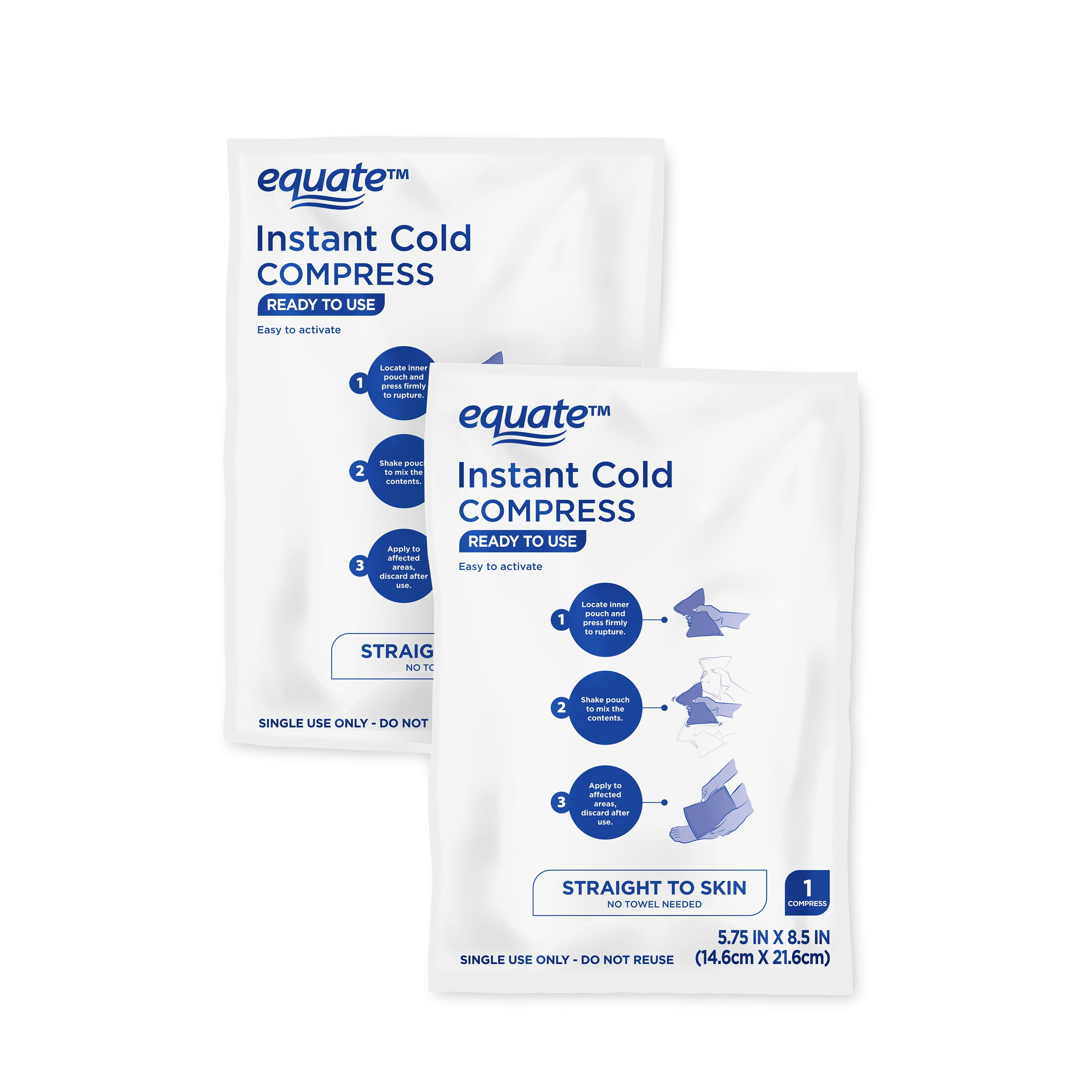 (2 pack) Equate Instant Cold Compress, Ready to Use, 2 Pack
