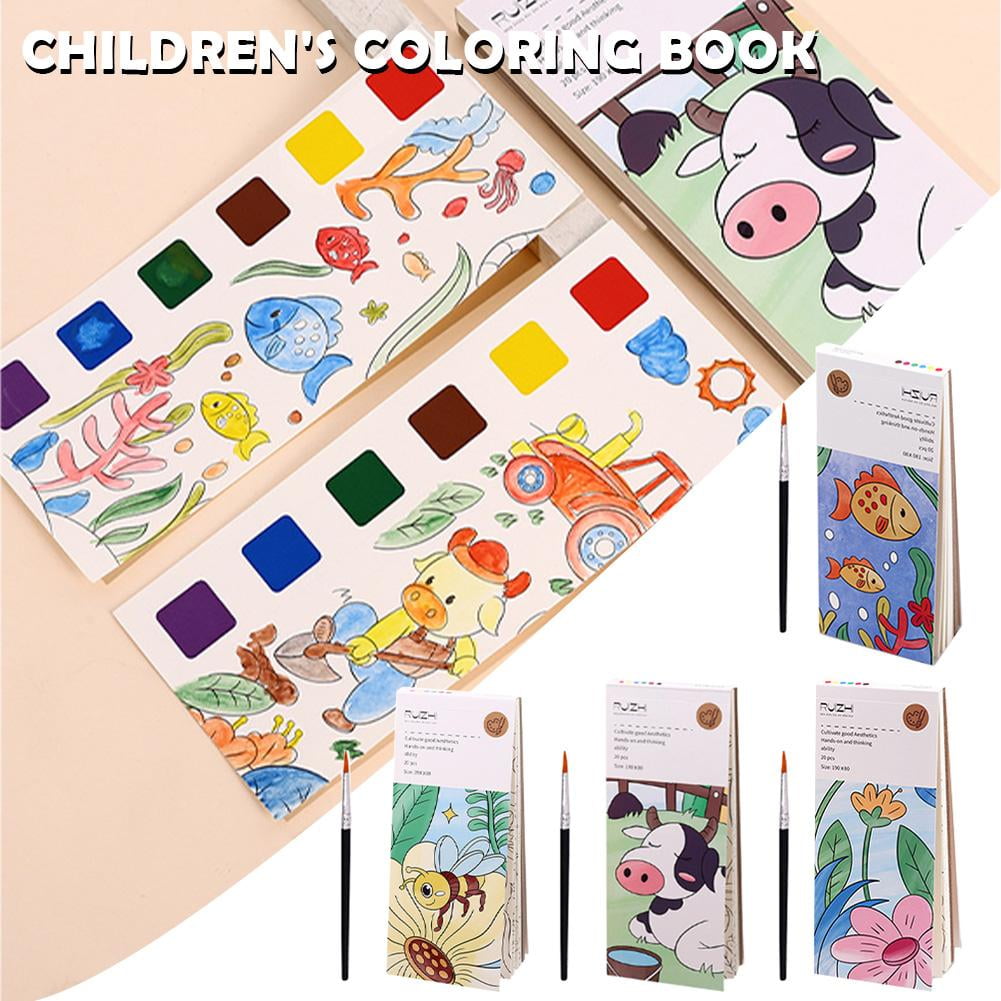 Mideer 6 Colors DIY Kids Draw Books for Kids Children 20 Sheet Pocket Solid  Watercolor Coloring Book Paint Brush DIY Bookmark - AliExpress