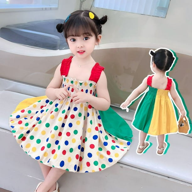 Vestido de tirantes para bebe de 1 a 8 anos vestidos informales sin mangas con puntos para nina trajes con espalda descubierta ropa para nino