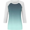 thumbnail image 5 of qelini T-shirts for Women with Round Neck School Season Solid Color 3/4 Sleeved Gradient Printed Loose Casual Daily Wearing Basic Tops Juniors Summer Comfortable 1Pack Mint Green L, 5 of 5