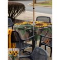 thumbnail image 6 of Square Outdoor Tablecloth with Umbrella Hole Wooden Sunflower Outside Table Cloth Waterproof Patio Table Cover Farmhouse Vintage Wooden Floral Zipper Tablecloths for Picnic Party Camping 54x54 Inch, 6 of 8