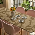 thumbnail image 3 of Brown Floral Silhouette Table Cloths for 8 Foot Rectangle Tables, Spring Farmhouse Vintage Flowers Patio Waterproof Elastic Fitted Tablecloths, Washable Rectangular Table Cover for Camping, 3 of 8