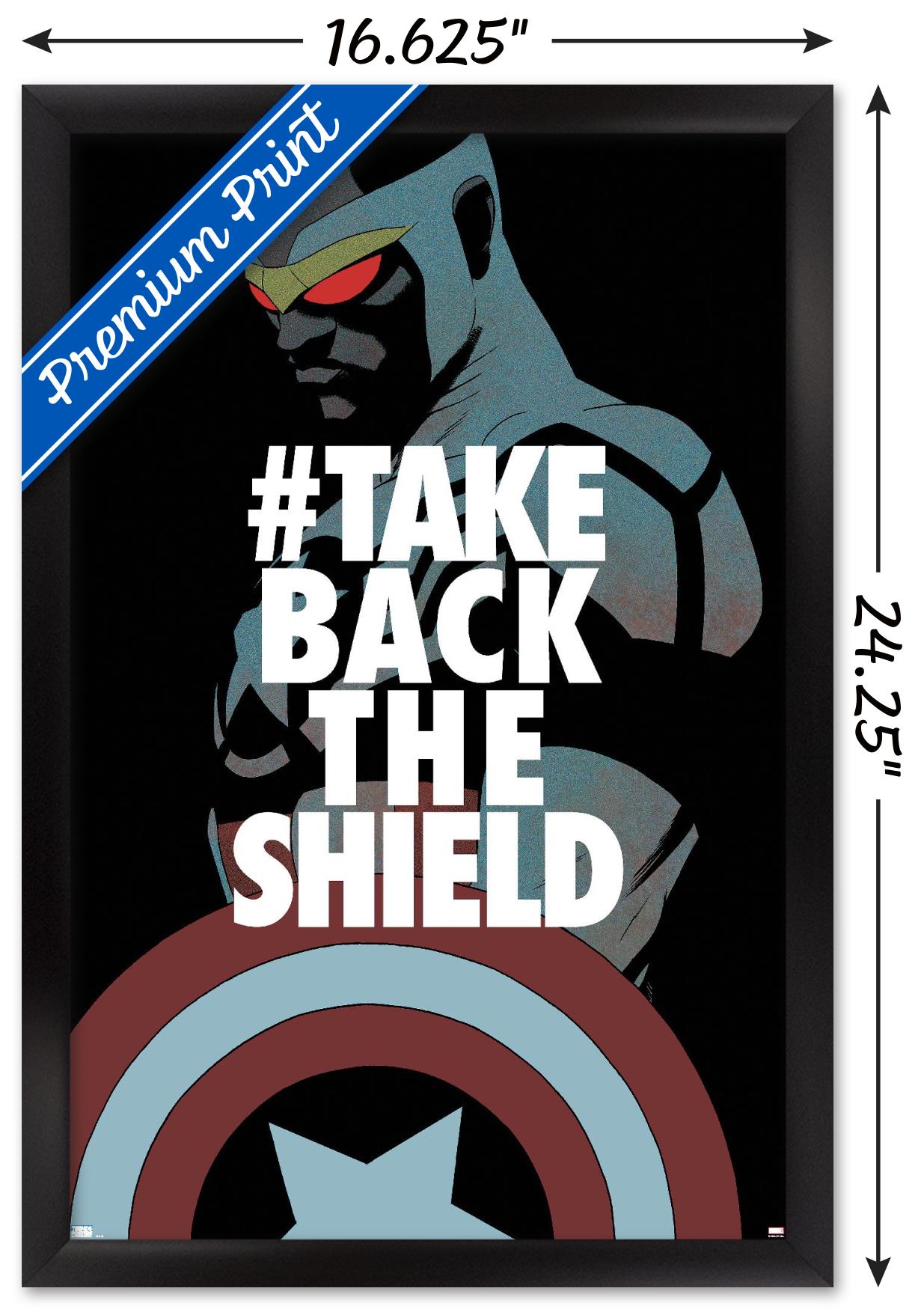 Marvel Comics - Falcon - Take Back the Shield Wall Poster, 14.725" x 22.375", Framed
