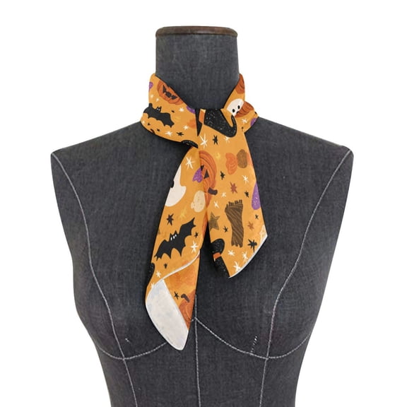 Square Scarf 24x24 Inch Halloween Object Patterns Silky Satin Sun Protection Neck Scarf for Women Multi-Purpose Head Wrap Bandana for Hair Bag Decoration