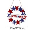 thumbnail image 3 of HengDidi 4th of July Patriotic Wooden Star Wreath - 12 Inch Red White Blue Front Door Hanging Decor for Independence Day, Home & Outdoor Celebration, 3 of 6