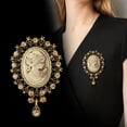 thumbnail image 2 of Versatile Retro Beauty Head Brooch Series Statue Alloy Crystal Inlaid Corsa ык A5H3, 2 of 8