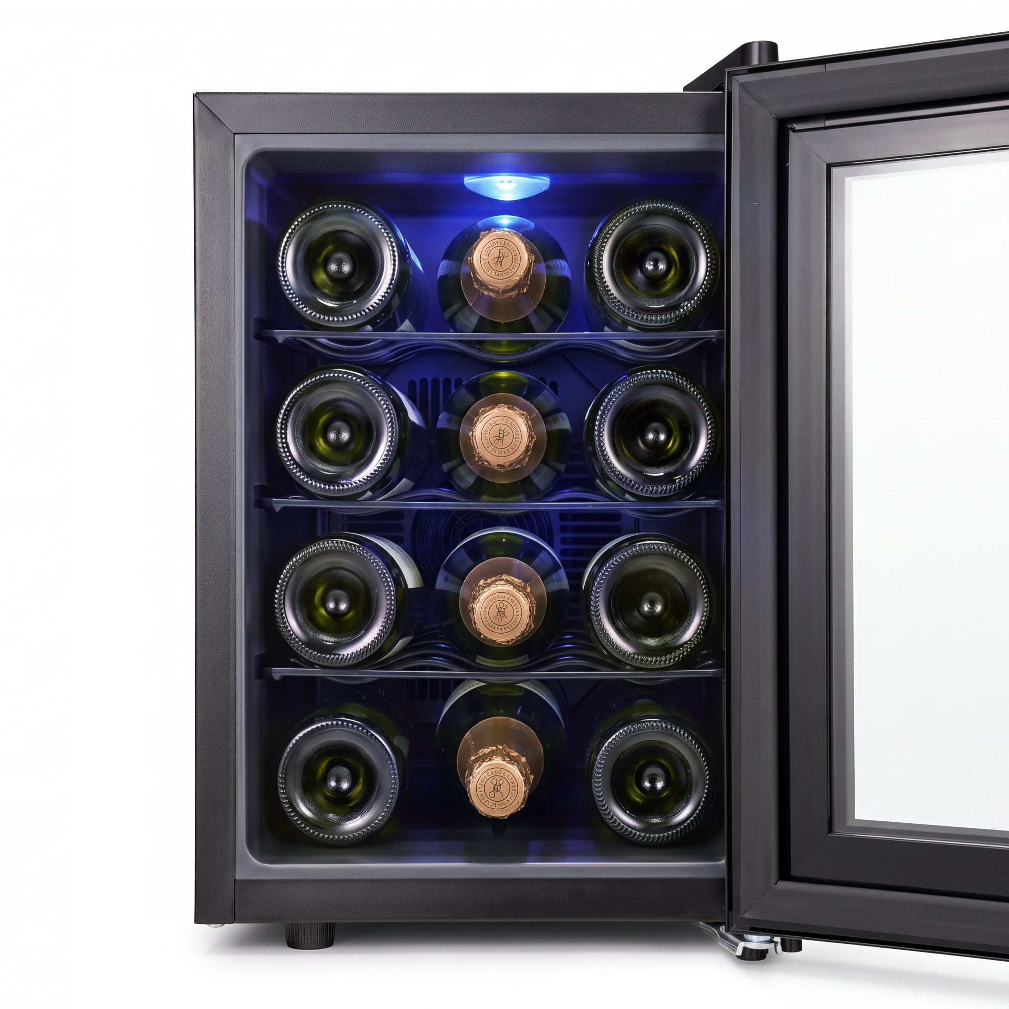 Yeego 12‑Bottle Wine Cooler, Thermoelectric Cooling, 38dB Ultra‑Quiet Mini Wine Refrigerator, Compact Portable Wine Fridge for RV, Apartment, Office