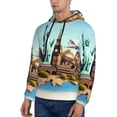 thumbnail image 3 of Pofeuu Iconic Global Landmarks Print Mens Casual Hooded Collar Drawstring Hoodies Pullover Sweatshirts Casual Long Sleeve Shirts-Medium, 3 of 7