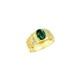thumbnail image 4 of RYLOS Men's Rings 14K Yellow Gold Designer Nugget Ring Oval 9X7MM Gemstone &  Diamonds  Green Sapphire Birthstone Rings For Man Size 10, 4 of 8
