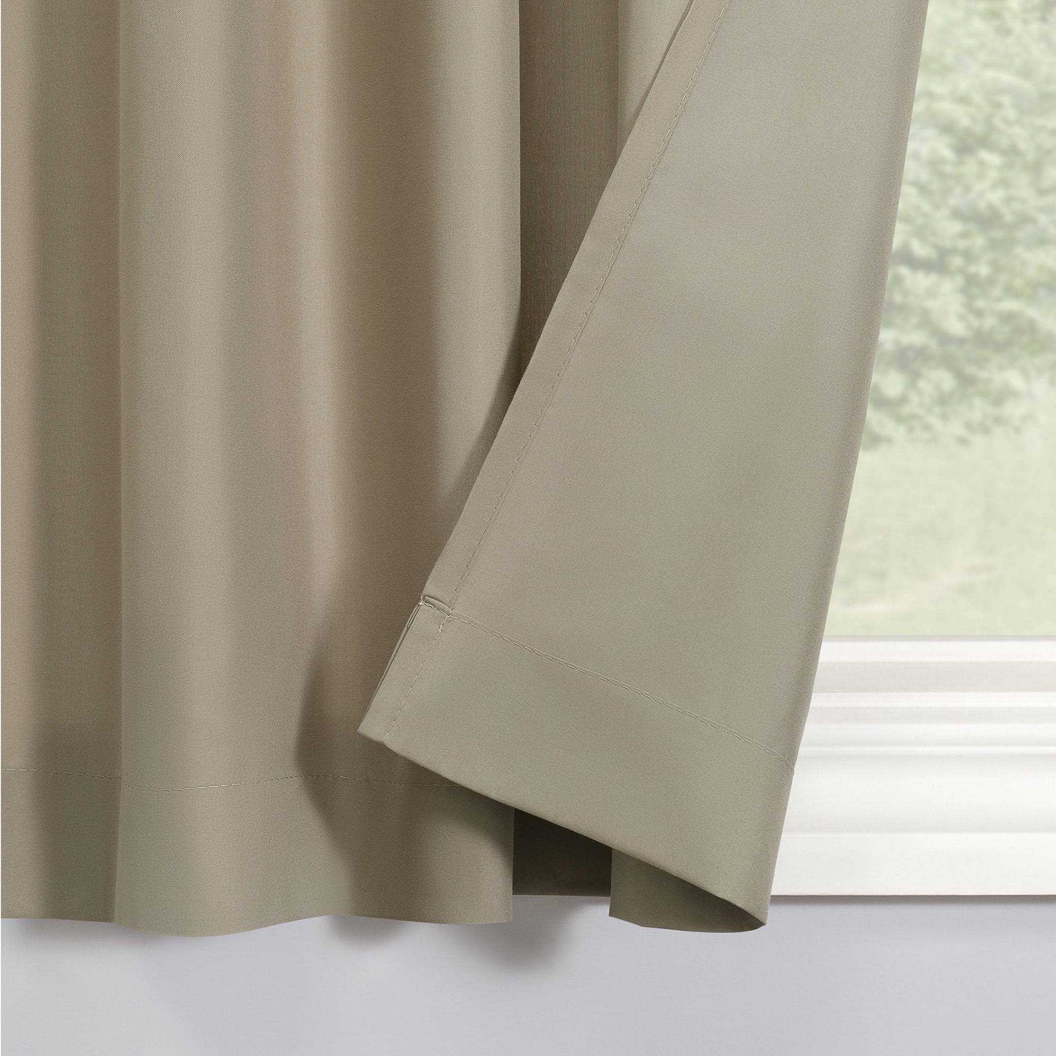 Mainstays 3-Piece Semi Sheer Rod Pocket Kitchen Window Tier Pair and Valance, 2 Café Curtains and 1 Curtain Valance, Taupe, 54"W x 36"L