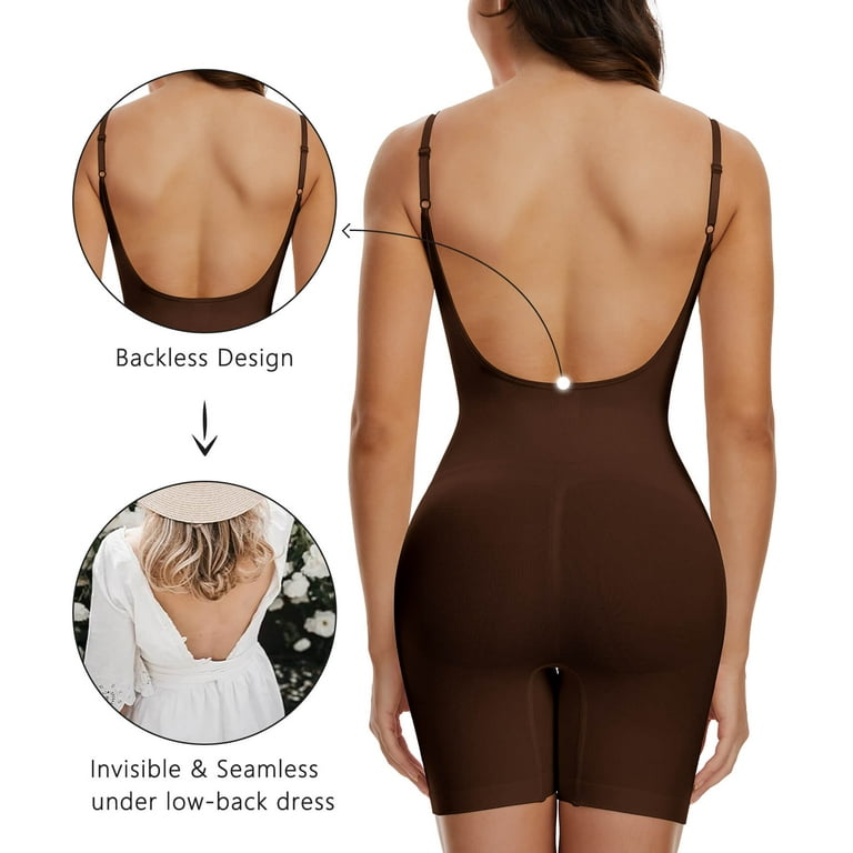 Vaslanda Women's Backless Shapewear Bodysuit Tummy control Shorts Seamless  Body Shaper Sleeveless Jumpsuits Tops - Walmart.com