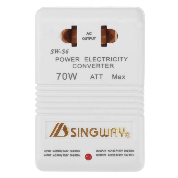 EeaseMX Convertidor de voltaje de 220 V a 110 V, 70 W, para viajes (blanco)
