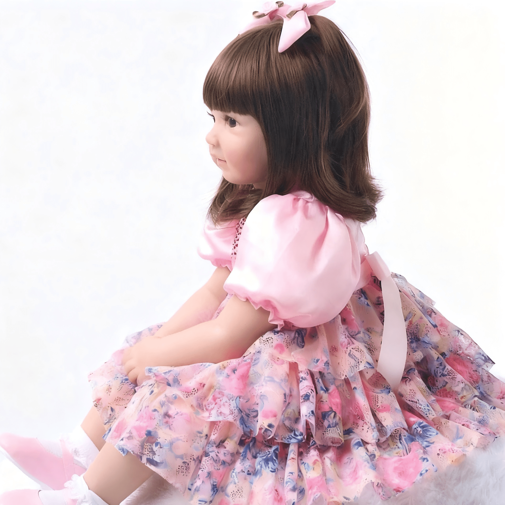 iCradle Lovely Toddler Dolls Girl Lifelike Reborn Babies 24 inch 58 CM Soft Cloth Body with Pasted Wig Hair