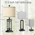 thumbnail image 2 of 27.5 Tall Farmhouse Table Lamp with USB C + USB A Charge Ports, Rustic Living Room Lamp, Black Industrial End Table Lamp for Bedroom Living Room Nightstand (Black), 2 of 5