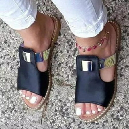

Summer Womens Flip-Flops Open Toe Casual Shoes Flats Slip On Roman Slippers