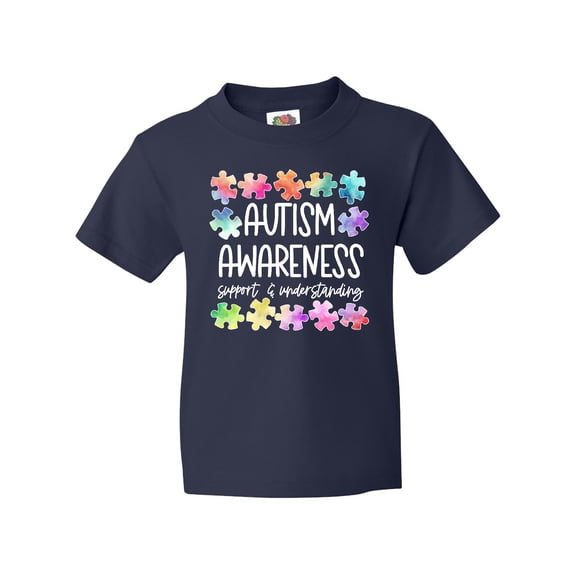 Inktastic Autism Awareness Support and Understanding Puzzle Pieces Youth T-Shirt