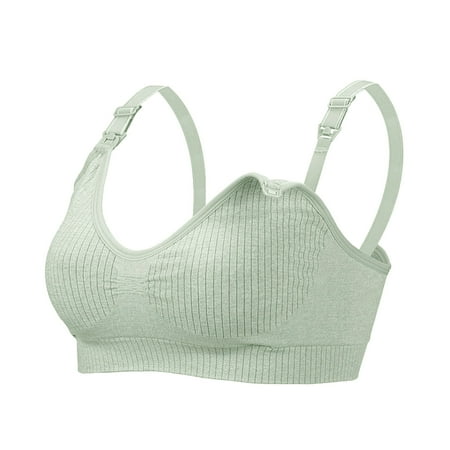 Quealent Women s Maternity Nursing Bras Women s Nursing Bra Wireless Maternity Seamless Front Buckle Breastfeeding Bra With Pads (Green M)