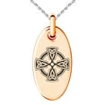 thumbnail image 1 of Stainless Steel Celtic Cross Triquetra Knot Engraved Small Oval Charm Pendant Necklace, 1 of 1