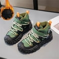 thumbnail image 2 of Miluxas Girls Boys Hiking Boots Slip on Fleece Lined Warm Shoes Kids Winter Mid Top Sneakers Trendy Casual Shoes Army Green 12.5(30), 2 of 9