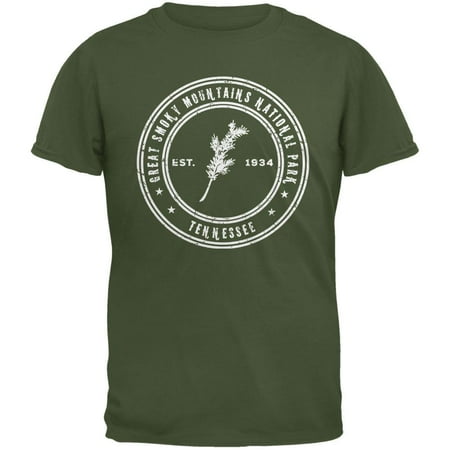 Adult Military Green T-shirt - Great Smoky Mountains National Park Military Green Adult T-Shirt