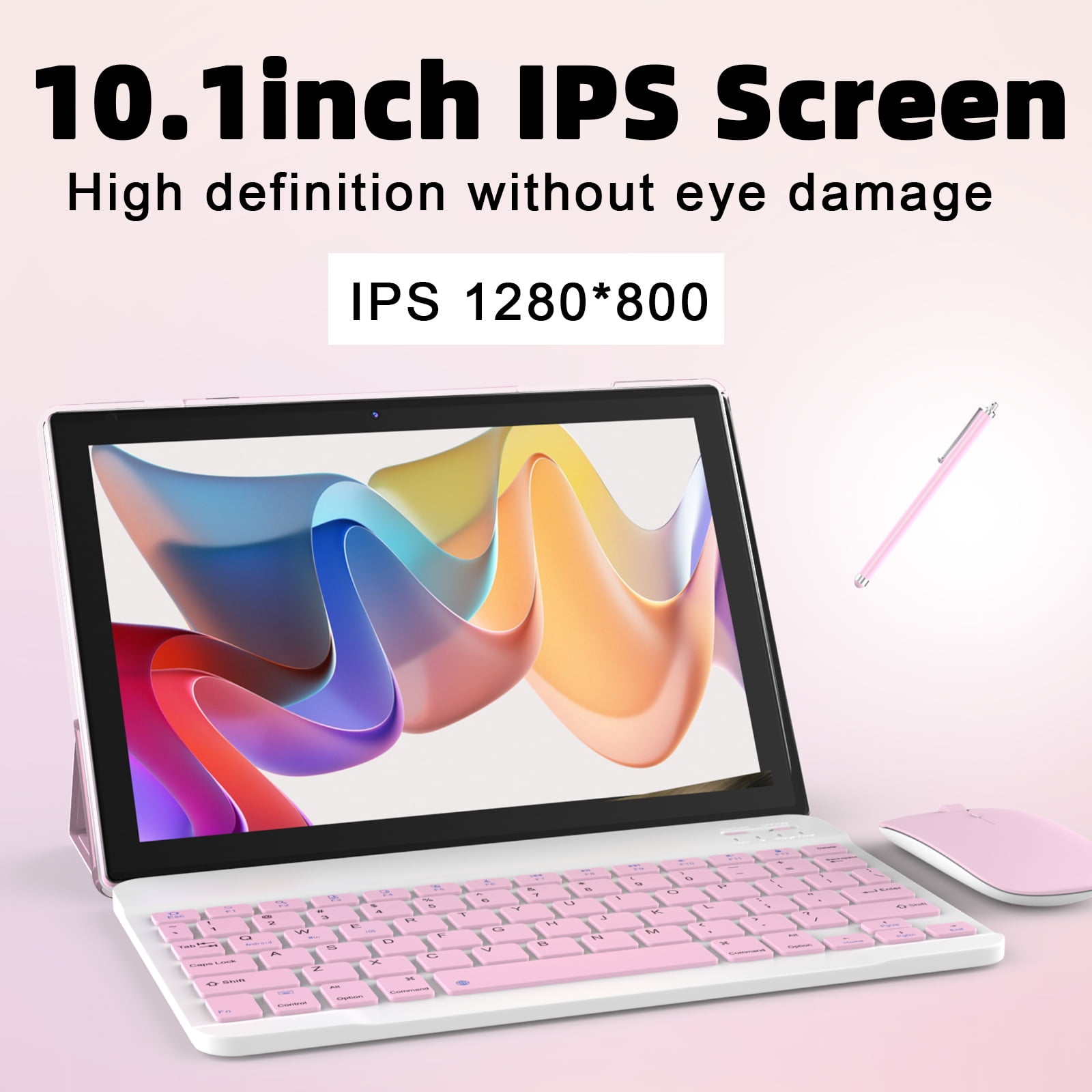 IWEGGO 10 in 1280 x 800 Child Tablet Bundle, 64 GB, Android 12, Wi-Fi, Pink