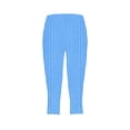 thumbnail image 5 of EaskTriop Striped Capri Pants for Women High Waist Cropped Trousers Slim Fit Stretchy Business Casual Office Work Slacks Scalloped Hem S-XXL, 5 of 6