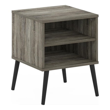 Pemberly Row Mid-Century End Table with Wood Legs in French Oak Gray