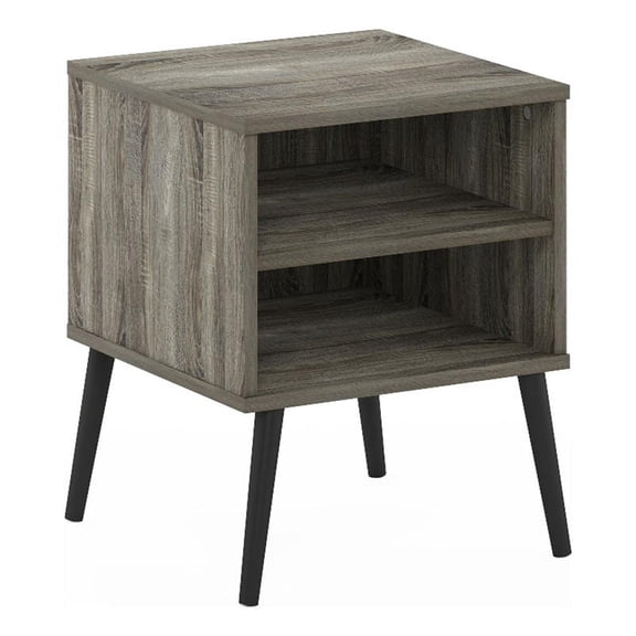 Pemberly Row Mid-Century End Table with Wood Legs in French Oak Gray