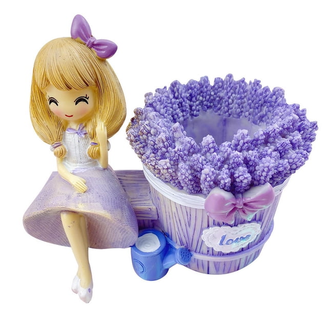Portalápices decorativo de resina Lavender Girl