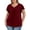 03 Wine Red, variant on Womens Plus size Top V Neck Short Ruffled Cap Sleeves T Shirts Loose Summer Tops For Women With Neckline Shirred XL-5XL