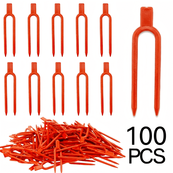 100PCS Plant Support Clips for Garden, Plastic Vine Fixing Pins for Strawberry Watermelon Plants, Reusable Plant Training Clips for Securing Vines, Stems, and Seedlings
