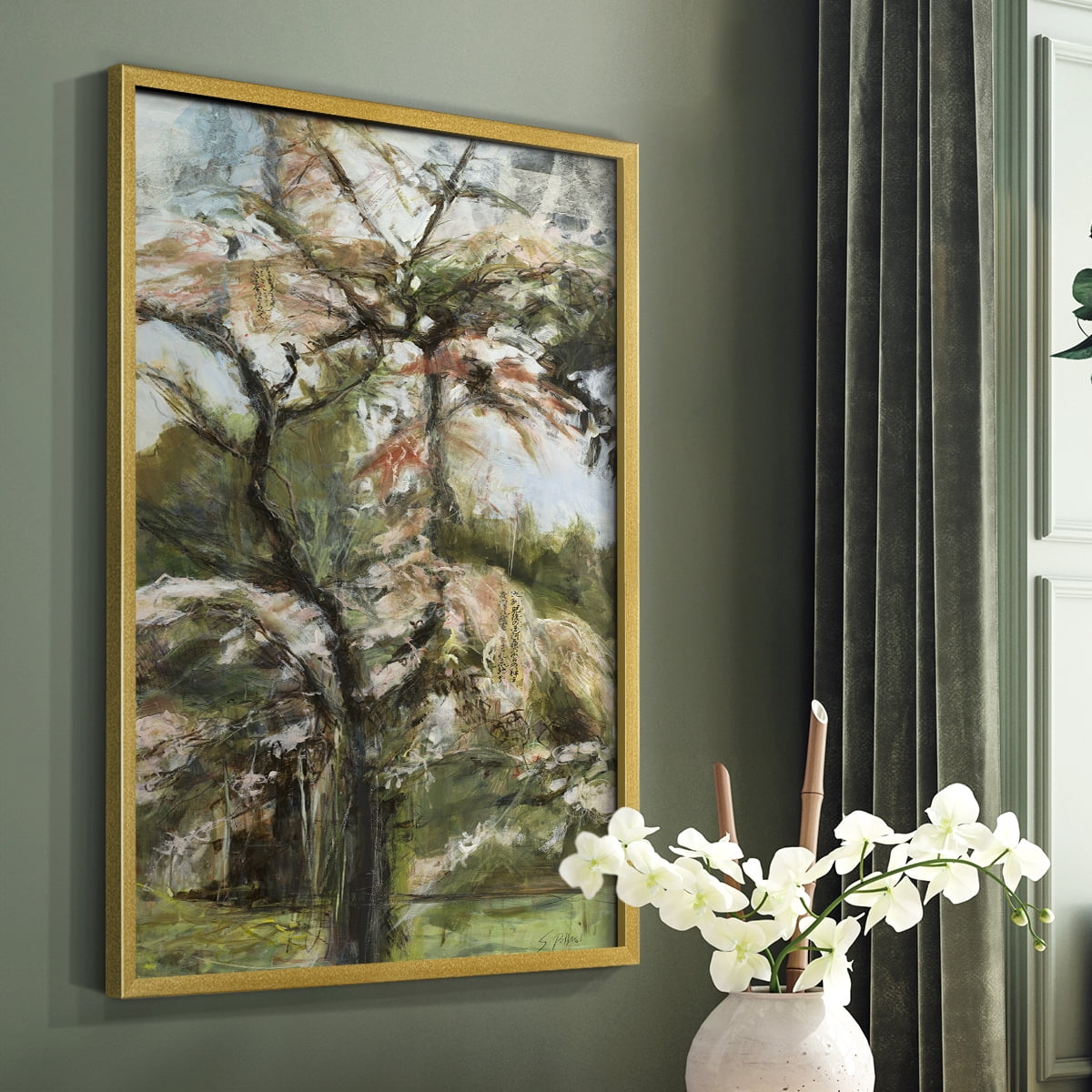 Haven Framed Print in Gold Solid Wood Framed Print No Nail Hanging