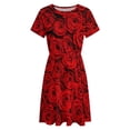 thumbnail image 4 of Valentine's Day Rose Flower Women's Dress Short Sleeve Summer Sundress Summer Women Clothes, 4 of 7