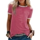 thumbnail image 3 of Camiseta de mujer Blusa informal de manga corta con costuras en bloque de color, rosa rosa, L Methold AP002400-18, 3 of 5